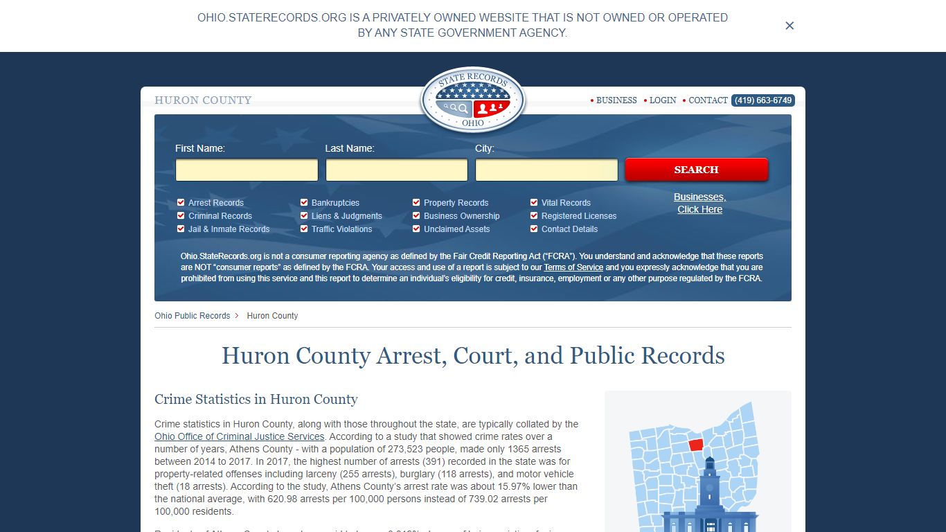 Huron County Arrest, Court, and Public Records