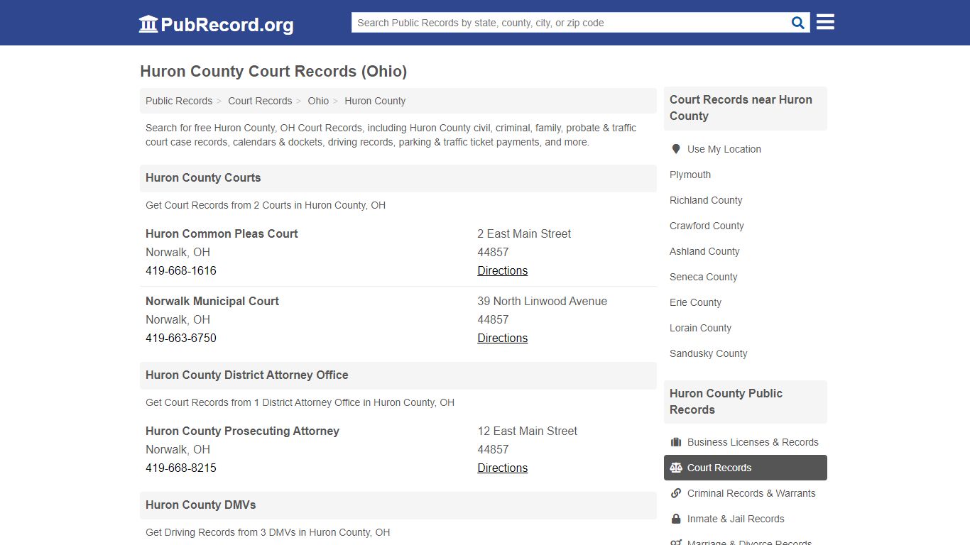 Free Huron County Court Records (Ohio Court Records) - PubRecord.org