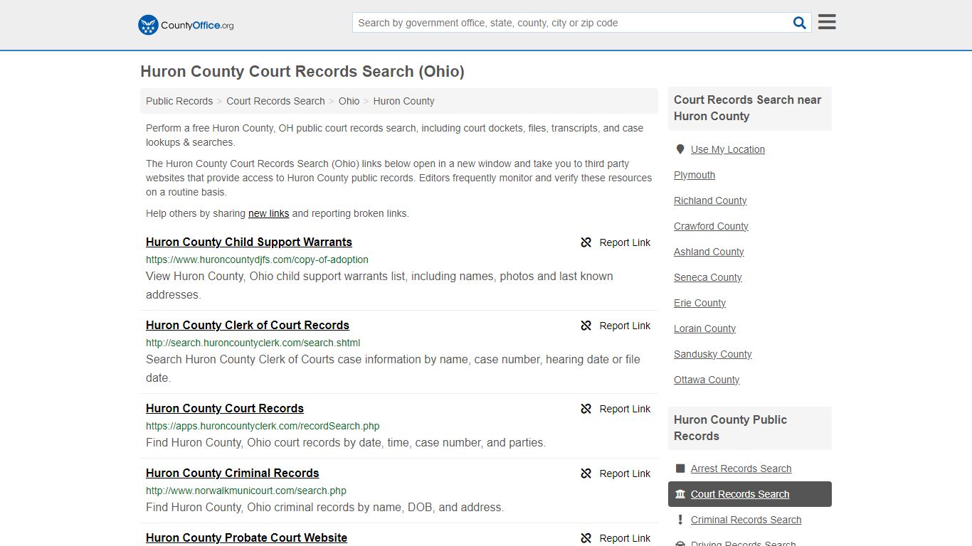 Huron County Court Records Search (Ohio) - County Office